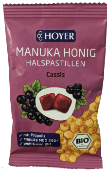BIO - Manukahonig Halspastillen MGO 250+ "Cassis"  - 30 g